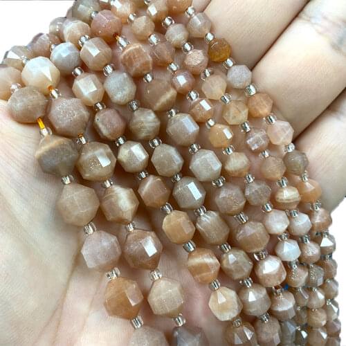 Wholesale AAA Faceted Prismatic Sunstone 100% Natural Round Stone Beads For Jewelry Making DIY Bracelet Necklace 6/8/10MM