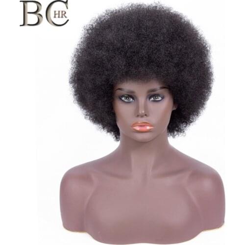 BCHR Afro Kinkly Curly Wigs Synthetic Wig For Black Women Natural Color High Temperature Fiber Free Shipping