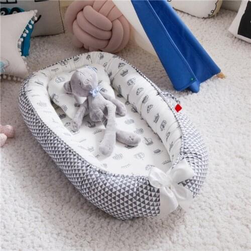 Portable Baby Crib Childrens Cotton Cradle Folding Newborns Traveling Cots Striped Printed Child Lounger Bed Infant Playpen Bed