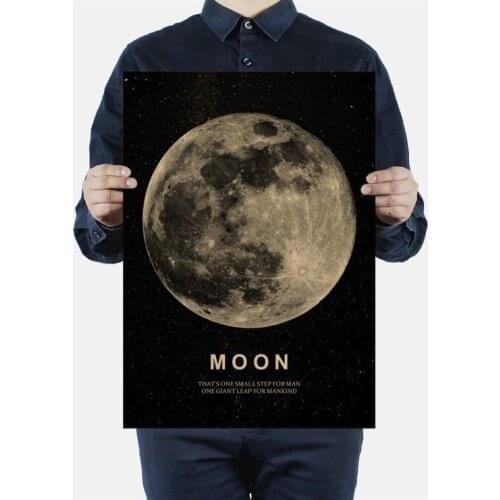 Moon Classic Poster A Great Step for Humans Kraft Paper Vintage Style Wall Sticker 51x36cm Home Bar Cafe Decor Painting
