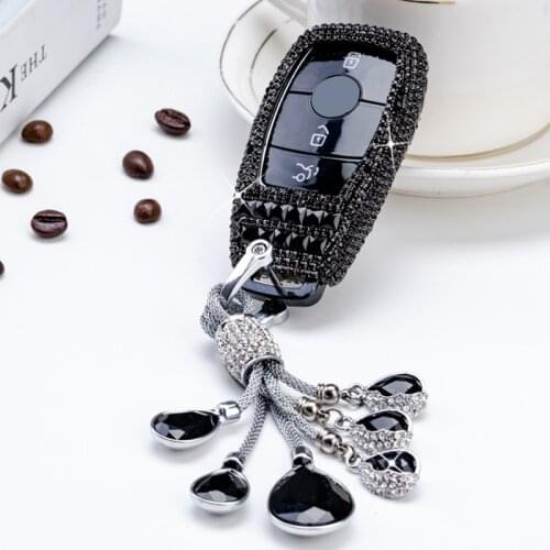 Diamond Crystal Car Key Cover Case For Mercedes Benz E Class E300 W202 W210 W213 2017 2018 Protector Shell Keychain Accessories
