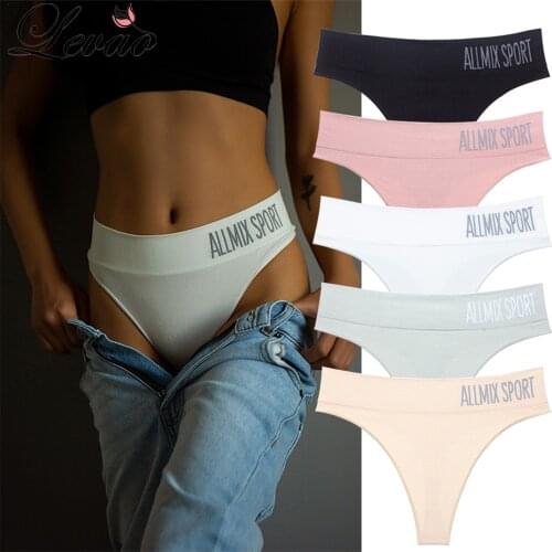 LEVAO Sexy Ladies Panties Sports Lingerie Tanga Womens Underwear Mid Waist Thongs G-String Fashion Cotton Seamless Briefs