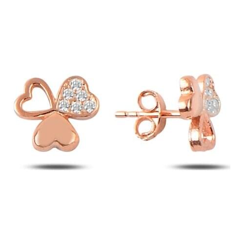 KUTAYDAN Zircon Stone Heart Clover Earrings 925 Sterling Silver