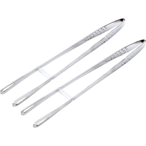 Stainless Steel Food Tongs Korean BBQ Meat Clips Tongs Hollow Head For Picnic Food Meat Steak Salad Picking 2pcs 24.4CM