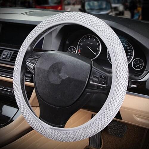 Universal 15'' Car Steering Wheel Cover Flax Cloth Auto Anti-Slip Sweat Breathable Anti-Slip Warm in Winter and Cool in Summer