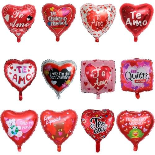 50pcs 18inch Spanish Bride and Groom I Love You foil mylar balloons Love Heart wedding/Valentines day helium balloon globos