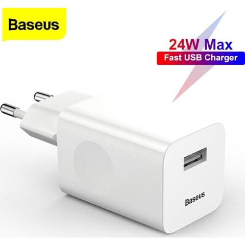 Baseus 24W USB Charger Quick Charge 3.0 QC3.0 Fast Charging USB Wall Mobile Phone Charger For iPhone 12 11 Pro XS Max X 8 Xiaomi
