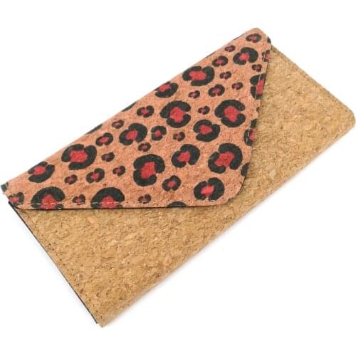 LEOPARD PRINT WOMEN CORK WALLET WOODEN PU LEATHER VEGAN CORK PURSE