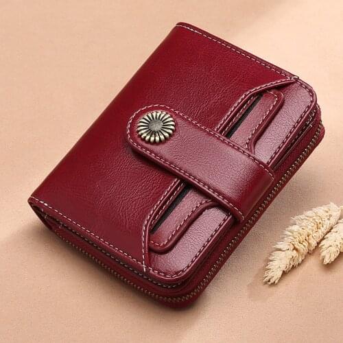 SENDEFN new leather ladies wallet female short student Korean version of the multi-function mini purse driving license wallet