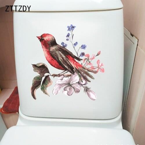 ZTTZDY 21.7×22CM Classic Colorful Flower Branch Bird Bedroom Wall Decor Home WC Toilet Stickers T2-1058