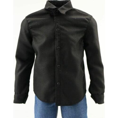 1/6th Figure Black Mens Clothing Long sleeve T-Shirt For 12" HT Male Body Doll