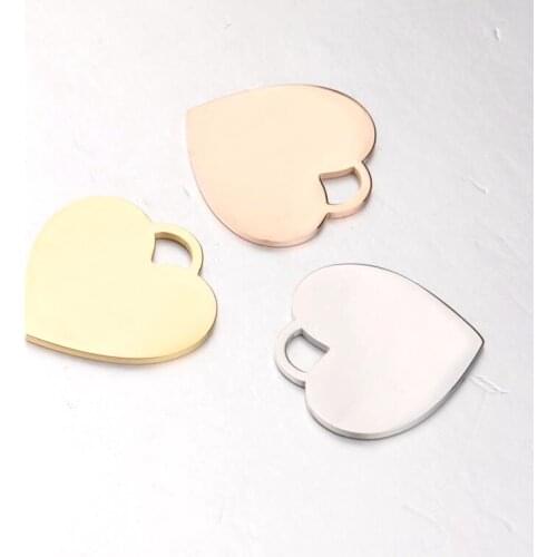 5pcs mirror polished stainless steel gold Color Made with Love Heart Charms Pendant Findings mixed size wholesale free shipping