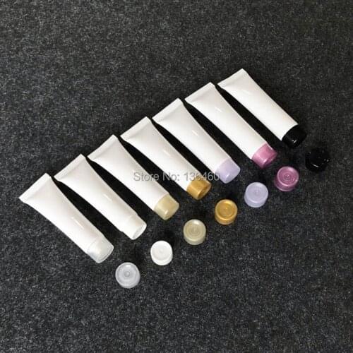 100pcs 15g 15ml cream squeeze bottle eye cream plastic tube cosmetic packaging small PE refillable tubes colorful lid sample