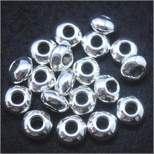 20pcs metal european beads hig hole silver color size 6x12mm inner hole 4.0mm for diy jewelry components