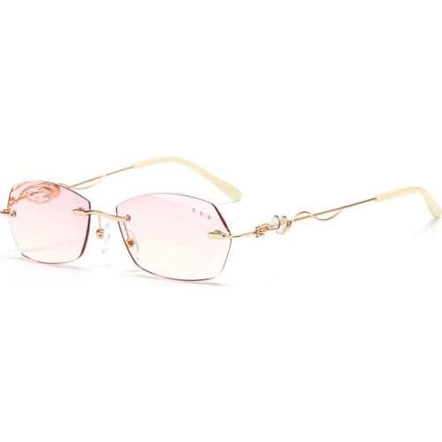 2021Women Exquisite Rimless Reading Glasses Anti Blue Light Magnification Eyewear Presbyopic Glasses Diopter