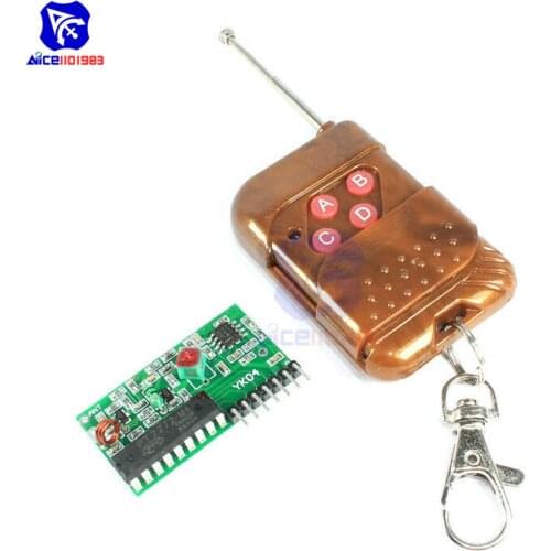 2262/2272 4 Channel 433MHz Wireless Decoding Receiver Module with 4 Keys Remote Control Kit for Arduino