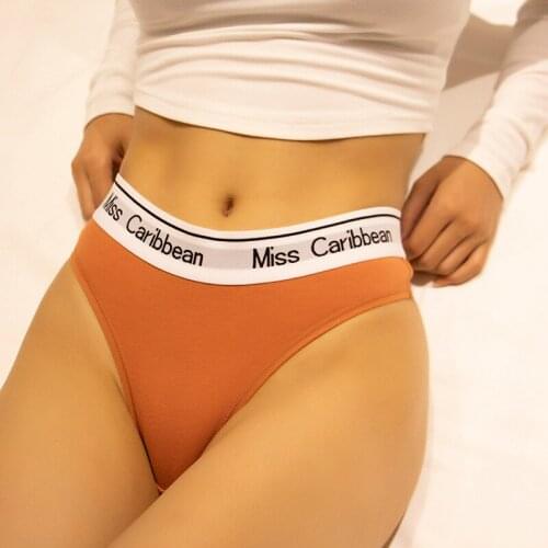 3PCS/Set Women Thongs Panties Sexy Cotton G-string Briefs Low-waist Underwear Letter Pattern Solid Color Female Lingerie