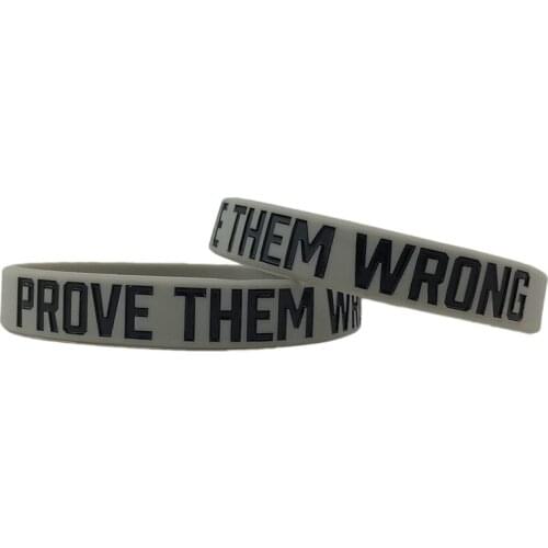 300pcs Motivational PROVE THEM WRONG Silicone Bracelets Rubber Wristbands Free Shipping by DHL