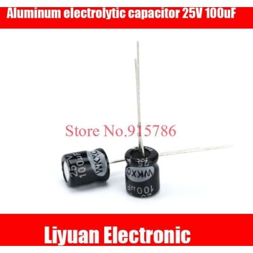 50pcs High quality 100 uF 25 V 6.3*7MM DIP aluminum Electrolytic capacitor25V/100UF 25V 100uF ic