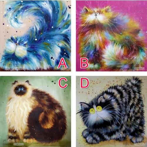 5D Colorful Cat Diamond Painting Cross Stitch Full Diamond Embroidery Europe Home Decoration Square Drill Animal Series