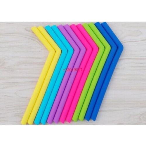 9 Color Silicone drinking straws for cups food grade 25cm silicone straight bent straws straws drinking starws