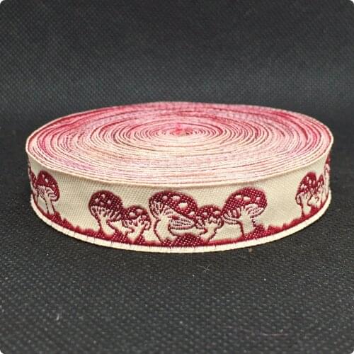 5/8" (16mmX10yards/lot ) handmade accessories laciness ribbon Jacquard Ribbon with mushrooms