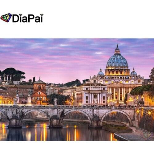 DIAPAI 5D DIY Diamond Painting 100% Full Square/Round Drill "Castle bridge" Diamond Embroidery Cross Stitch 3D Decor A21457