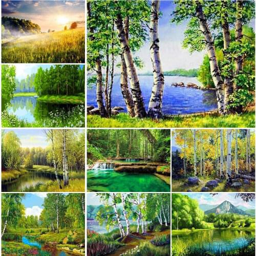 DIY Diamond Painting Forest Full Square Cross Stitch 5D Diamond Embroidery Scenic Tree Mosaic Picture of Rhinestones Home Decor