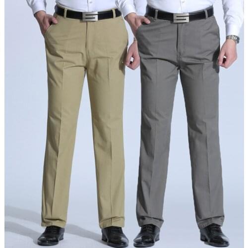 Spring and Summer Brand Mens Trousers Middle-aged Men Trousers Thin Casual Solid Color Loose Pant High Waist Man Trouser Pant
