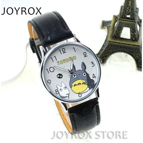 JOYROX Fashion Totoro Pattern Lovers Wristwatch Ladies High Quality Leather Strap Women Watch Hot Girls Clock relogio feminine