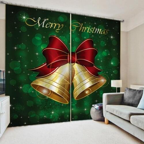 Photo green christmas curtains 3D Window Curtains For Living Room Bedroom Drapes Cortina Customized size