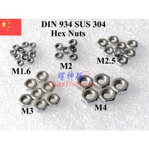 Stainless steel Nuts M4 DIN 934 A2-70 Polished ROHS 100 pcs
