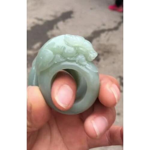 Natural hetian green jade ring hand-carved cow jadeite jade women men rings natural stone real jade jewelry jade gift jewelry