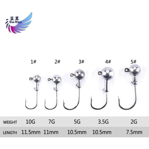 ILURE 50pcs/lot With Box Lead Jig Head Hooks 2g/3.5g/5g/7g/10g unpainted Carp fishing Pesca Lure jig head hook