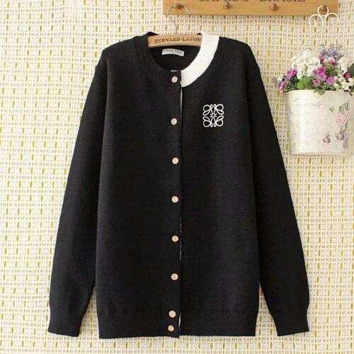 Plus size Asymmetric collar Embroidery women loose Cardigan sweaters 2021 new autumn winer casual ladies knitted sweater female
