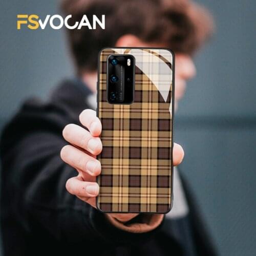 Tartan Plaid Seamless Fabric Cover For Huawei P30 P40 P20 Lite E Pro 4G Honor 10 10i 20 30 Plus 8X 9X Nova 5T Flannel Phone Case
