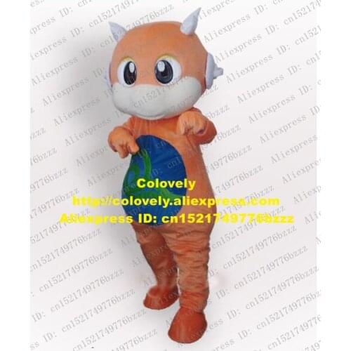 Lovely Brown Little Dragon Boy Mascot Costume Mascotte Dinosaur Loong Dino With Small White Horns Big Eyes No.2869 Free Ship