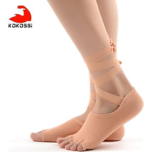 KoKossi Lace Open Toe Yoga Socks Breathable Soft Skin-friendly Dance Socks Non-slip Harmless Elasticity Yoga Fitness Socks
