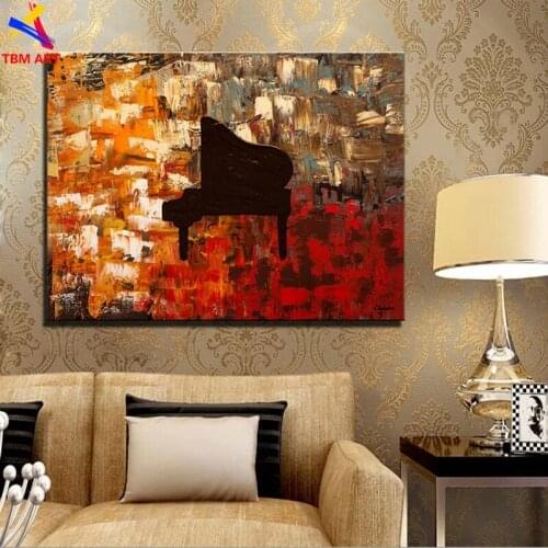 Music Subject Picture Hand painted Modern Abstract Oil Painting on Canvas for Living Room Home Decoration Wall Art Gift JYJS011
