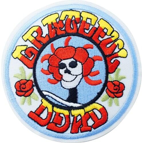GRATEFUL DEAD 9.0x9.0cm DIY Patches Cloth Patch Badge Embroidered Cute Badges Hippie Iron On Cartoon Patches For Clothes Sticker