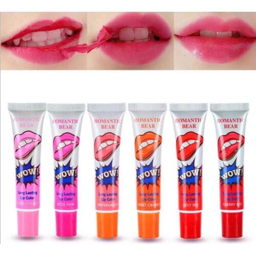 Amazing 6 Colors Peel Off Liquid Lipstick Waterproof Long Lasting Lip Gloss Lint Mask Makeup Tattoo Lipgloss Lipsticks Cosmetic