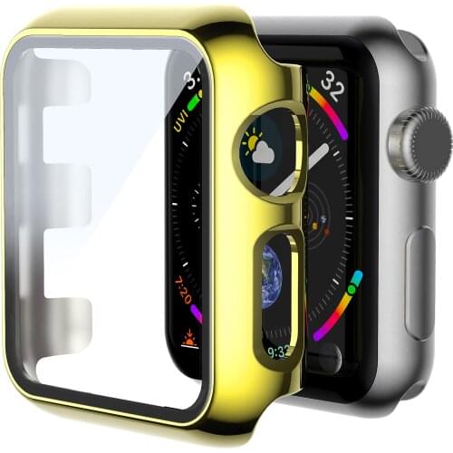 Yellow Edge Full Screen Color Bumper Cover For Apple Watch 6 5 4 3 2 40MM 44MM Case For iWatch SE 6 5 42MM Protector Apple Watch