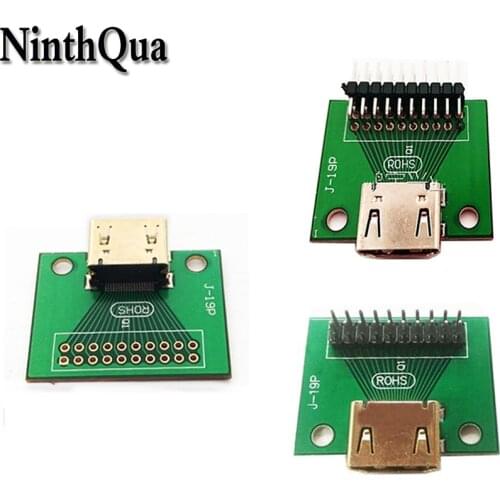 1pcs Gold Plated HDMI 19Pin Test Socket Jack 19 Pin Adapter test PCB board DIY Parts Straight Bend Feet