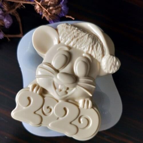 PRZY Christmas silicone mold soap mold 2020 new year soap zodiac rat clay resin plaster chocolate candle candy mold