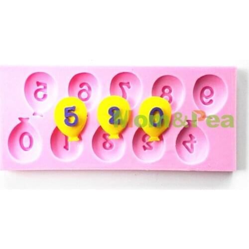 Mom&Pea 0753 Free Shipping Balloon Numbers Shaped Silicone Mold Cake Decoration Fondant Cake 3D Mold Food Grade