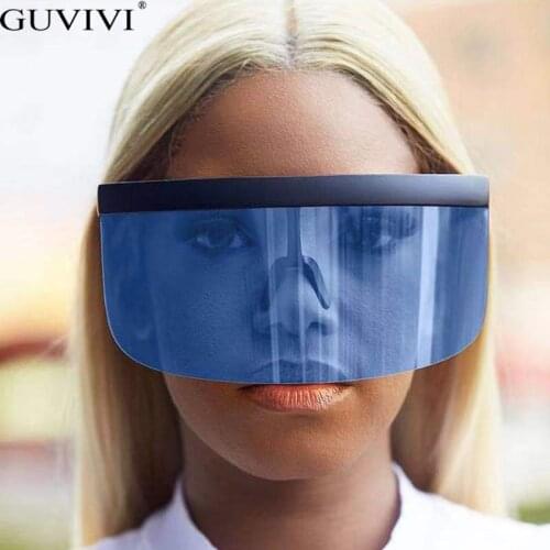 Oversized One-piece Mask Sunglasses Men Women Goggle Fashion Sunglasses Brand Vintage Mirror Sunscreen Shades UV400 Hat Glasses