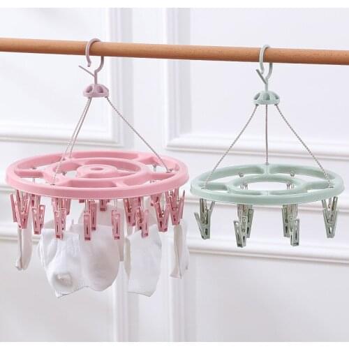 Windproof Plastic Clothes Hanger Household Circular Clothes Hanger Balcony Underwear Socks Drying Clip Baby Clothes Hanger