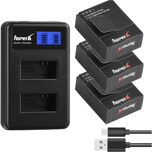 3Pcs 1300mAh AHDBT-301 AHDBT-302 Rechargeable Batteries + LCD USB Charger for AHDBT 301 302 Gopro Hero 3 Hero 3+ Go Pro Hero 3