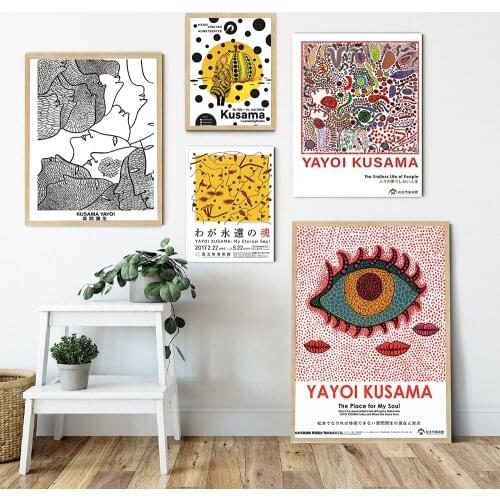 Yayoi Kusama Japanese Exhibition Posters and Prints Gallery Wall Art Pictures Museum Canvas Painting for Living Room Home Decor