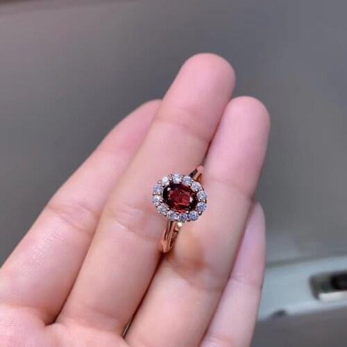 Natural Garnet Ring for Women Anniversary 5x7mm Top Quality Fine Jewelry S925 Silver Genuine Certificate #Q409